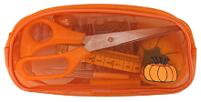 Набор швейный в прозрачном пластиковом кошельке на молнии оранжевый ш25