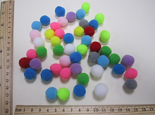 Набор помпонов из полипропилена, разноцветные, d - 15 мм., 50 шт.