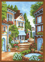 Рисунок на канве 37х49см арт.662 "Цветущий дворик"