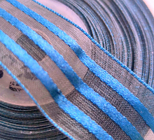 Лента капроновая с атласными вставками, джинсовый, ширина 25 мм, (цена за 1метр)