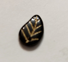 Бусина - лист, стекло, "PRECIOSA". 148х8х2мм, черно-золотой (10шт)