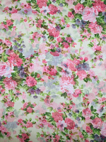 Шифон нежные розочки на бежевом (цена за 0.65м)