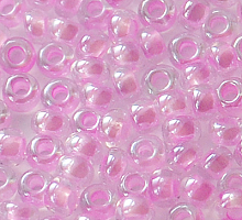 Бисер прозрачный с прокрасом 38123 розовый барби