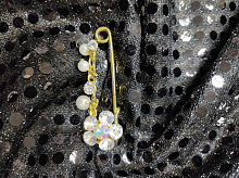 Булавка декоративная со стразами и жемчугом 6,5 см ш5