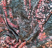 Бархат стрейч на тонком трикотаже черно-розовый (цена за 0.5см)