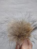 Помпон бежевый 20см из меха енот