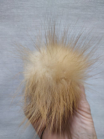 Помпон 14 см из меха песца бежево-серый