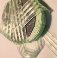 Лента капроновая с атласными вставками, салатовый, ширина 25 мм, метр