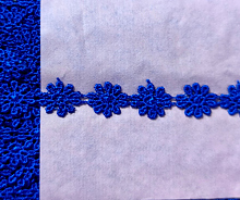Кружево 10мм ромашки ярко-синий (за 1см)