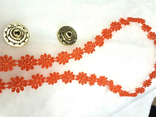 Кружево 10мм ромашки оранжевые ( цена за 1см)