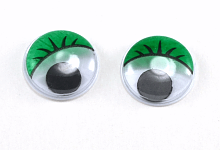 Глаза круглые зеленые с бегающими зрачками диам. 15 мм 10 пар С1п