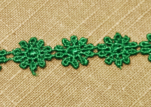 Кружево 10мм ромашки ярко-зеленый (за 1см)