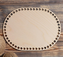 Донышко "Овал параллельный" фанера 3 мм, 20×15 см, d=10мм с перфорацией