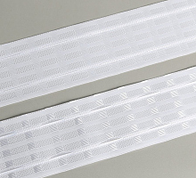 Тесьма шторная белая шир.6.7см, усадка 1:2.0