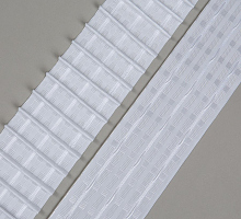 Тесьма шторная белая шир.8см, усадка 1:2.0