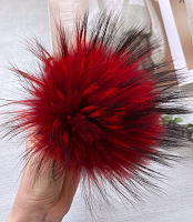 Помпон вишневый 20см из меха енот