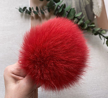 Помпон вишневый 13 см из меха песца