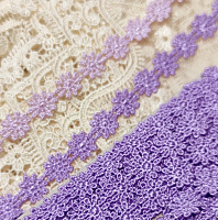 Кружево 10мм ромашки нежно-сиреневые (за 1см)