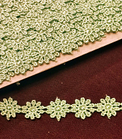 Кружево 10мм ромашки нежная полынь (за 1см)