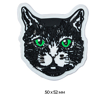 Аппликация пришивная кот черно-белый резиновый