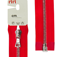 Молнии RIRI металл. NI, 6 мм, 70 см, на атласной тесьме, 1 замок разъемный, тип подвески FLASH 9426 ярко-красный