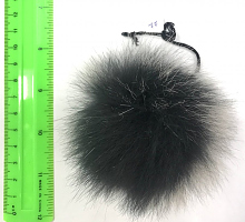 Помпон из меха песца черный с белым, 12см