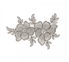Вышитые цветы на сетке серебристые