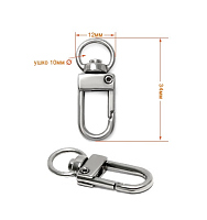 Карабин металлический для сумок никель, 34 мм