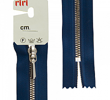 Молния RIRI ТОП-СТАР металл неразъемная, 3 мм, 18 см, тип подвески TROPF, цвет цепи Ni, цвет 2626 темно-синий