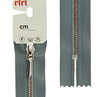 Молния RIRI ТОП-СТАР металл неразъемная, 3 мм, 18 см, тип подвески TROPF, цвет цепи Ni, цвет 2119 серо-голубой светлый