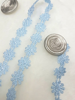 Кружево 10мм ромашки нежно-голубые (за 1см)