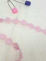 Кружево 10мм ромашки нежно-розовые (цена за 1см)