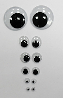 Глаза круглые с бегающими зрачками черно-белые 24 мм 5 пар С5п