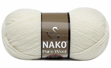 Пряжа Nako Pure Wool (Пур вул), цвет 208 белый О10А