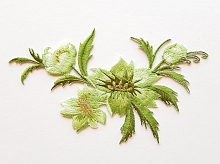 Термоаппликация букет цветов зеленый, 7.5 х 13 см