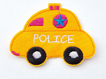 Термоаппликация машинка "POLICE" оранжевая, 7.8 х 6 см