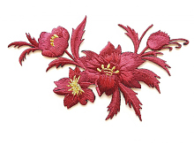 Термоаппликация букет цветов вишневый, 7.5 х 13 см