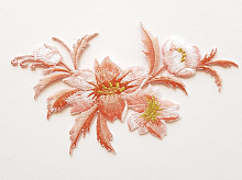 Термоаппликация букет цветов персиковый, 7.5 х 13 см