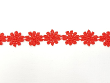 Кружево 10мм ромашки красные (за 1см)