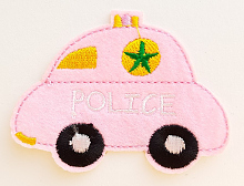 Термоаппликация машинка "POLICE" розовая, 7.8 х 6 см