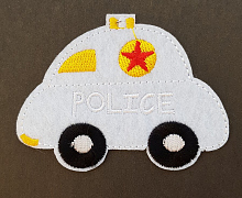 Термоаппликация машинка "POLICE" белая, 7.8 х 6 см