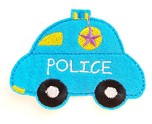 Термоаппликация машинка "POLICE" голубая, 7.8 х 6 см