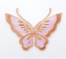 Термоаппликация бабочка бежевая с блестками, 9 х 7 см