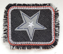 Термоаппликация джинсовая звезда, 6 х 6.7 см