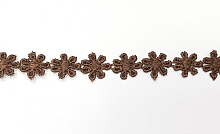 Кружево 10мм ромашки коричневые, (1см)