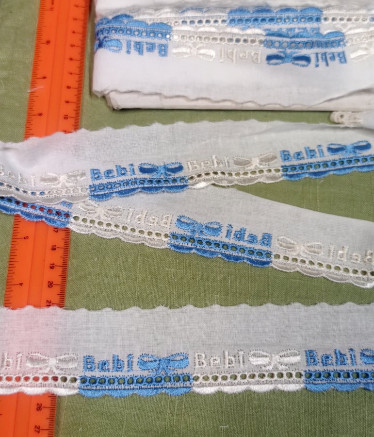 Шитье беби, бело-голубое 45мм, хлопок д(за 1м)