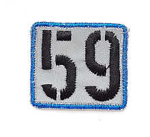 Термоаппликация 59 в синей рамочке, 3 х 3.5 см