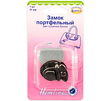 Замок для сумки 31мм, черный никель ш17