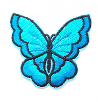 Термоаппликация бабочка бирюзовая, 73 х 67 мм