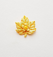 Декоративный элемент пришивной листок желтый, 30 х 27 мм
